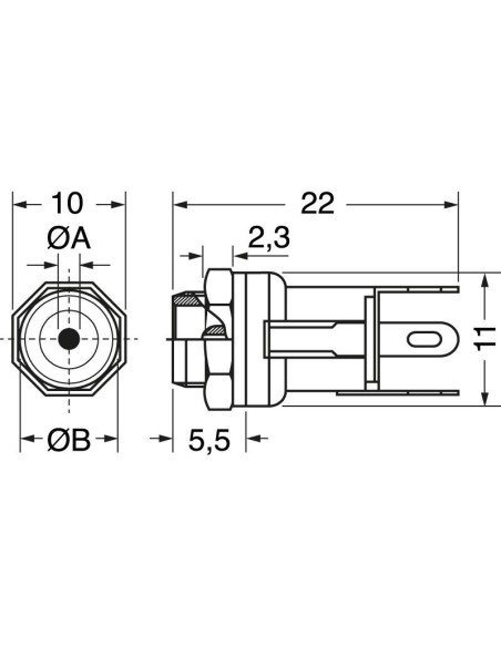 Bipolar panel power plug - 5.5x2.1mm