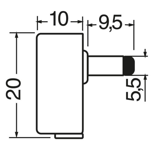 Two-pole corner power socket - 5.5x2.1mm