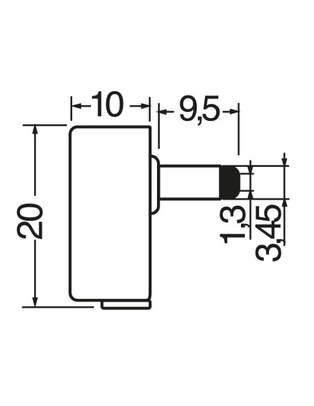 Zweipolige abgewinkelte Steckdose - 3,45x1,3mm
