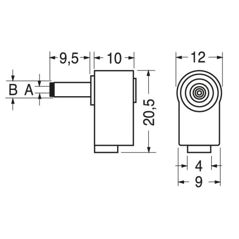 Zweipolige Ecksteckdose - 4,75x1,7mm