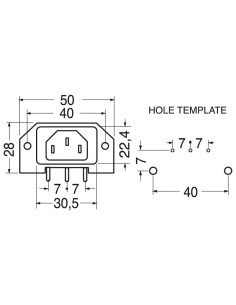 VDE C14 three-pin PCB power... 2