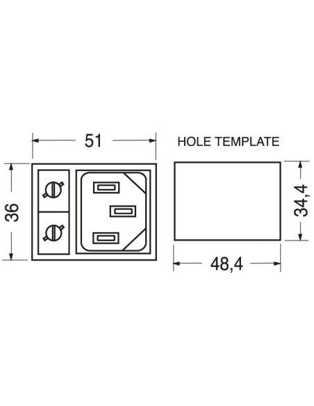 Fiche d'alimentation tripolaire VDE C14 à monter sur panneau avec double porte-fusible 5x20mm