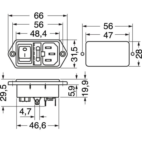 Dreipoliger VDE C14-Netzstecker für...