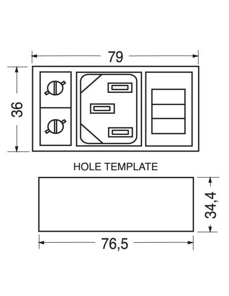 Enchufe tripolar VDE C14 para montaje en panel con filtro EMI/EMC, portafusibles doble de 5x20mm e interruptor bipolar iluminado