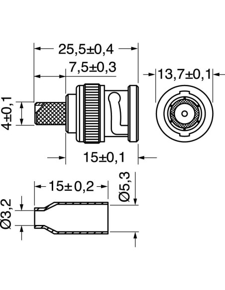 BNC-stekker UG88/174 krimp voor RG174 kabel