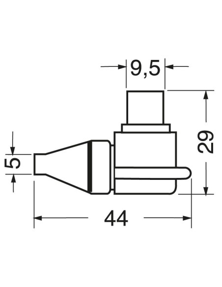 Gewinkelter TV-Antennenstecker mit Schraubbefestigung Ø9,5mm