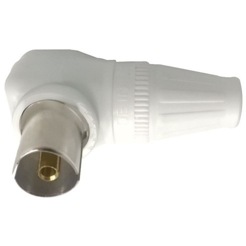 Angled TV aerial socket with screw...