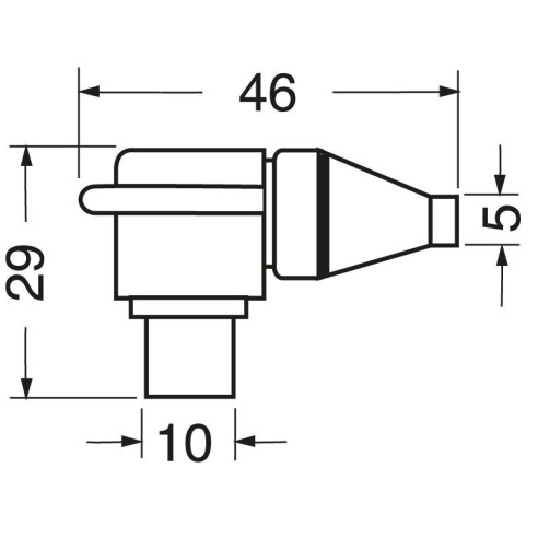 Angled TV aerial socket with screw...