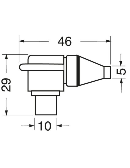 Angled TV aerial socket with screw fixing Ø9.5mm