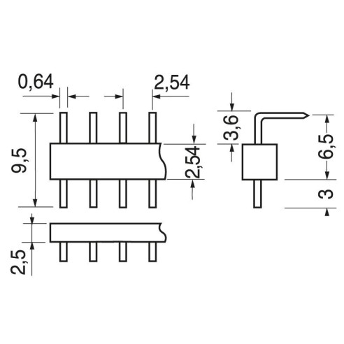 40-pin male angled strip connector -...