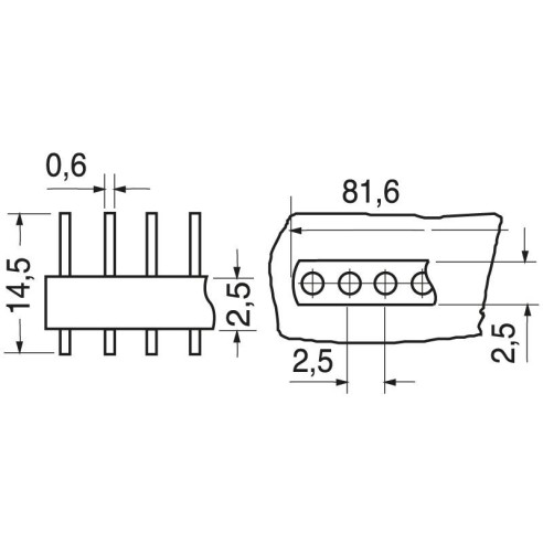 40-pin male strip connector - H: 6mm