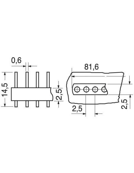 40-pin male strip connector - H: 6mm