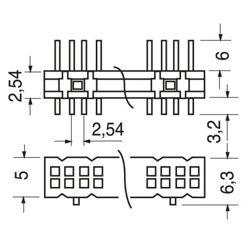 Connecteur strip mâle 40+40 pôles...