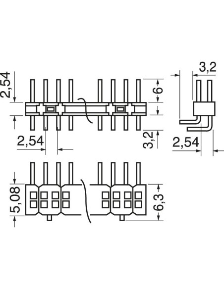 Connecteur strip mâle 40+40 pôles double rangée coudé - H : 6mm