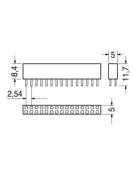 15+15-pole double row female strip connector - H: 8,4mm