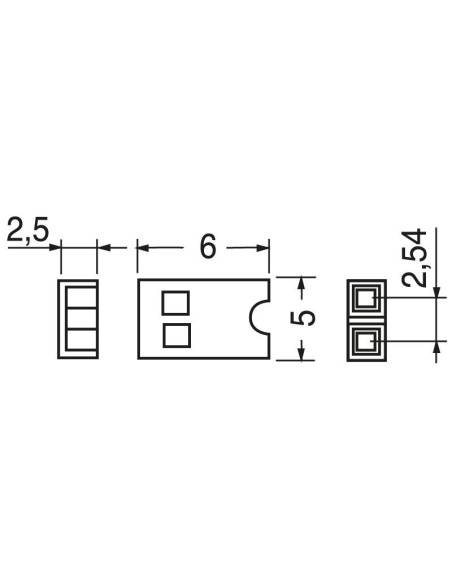 Kortsluit jumper pitch 2.54mm voor strip connectoren