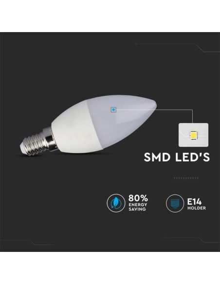 V-TAC VT-2214 E14 3.5W LED Candle Bulb with Remote Control RGB