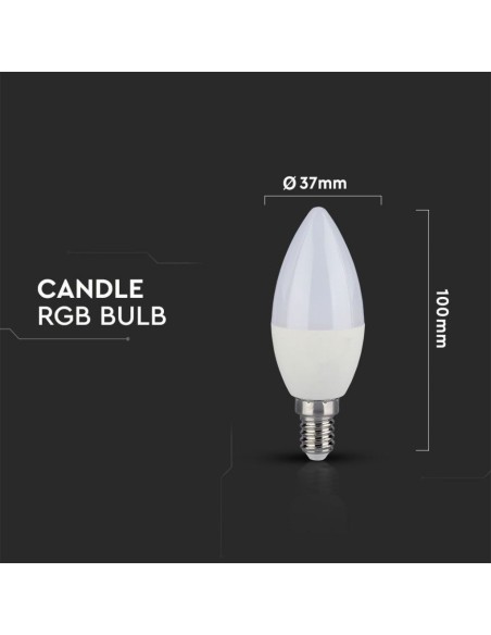 V-TAC VT-2214 E14 3.5W LED Candle Bulb with Remote Control RGB