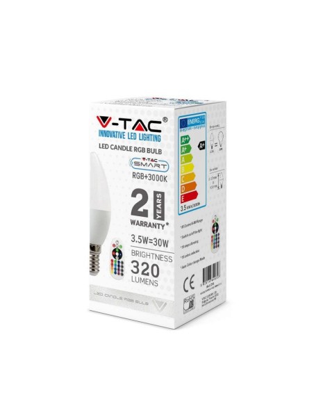 V-TAC VT-2214 E14 3.5W LED Candle Bulb with Remote Control RGB