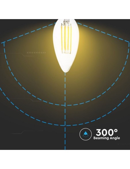 V-TAC PRO VT-254 272 LED Bulb E14 4W Filament Candle 2700K Samsung Chip