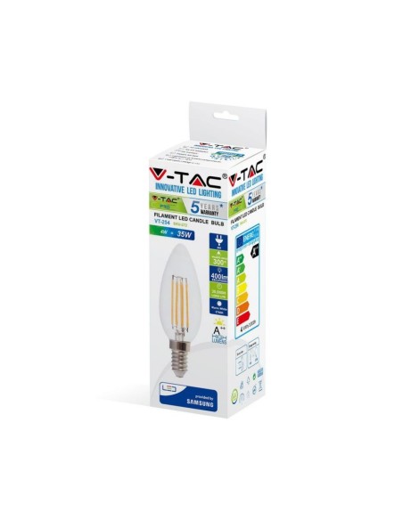 V-TAC PRO VT-254 272 LED Bulb E14 4W Filament Candle 2700K Samsung Chip
