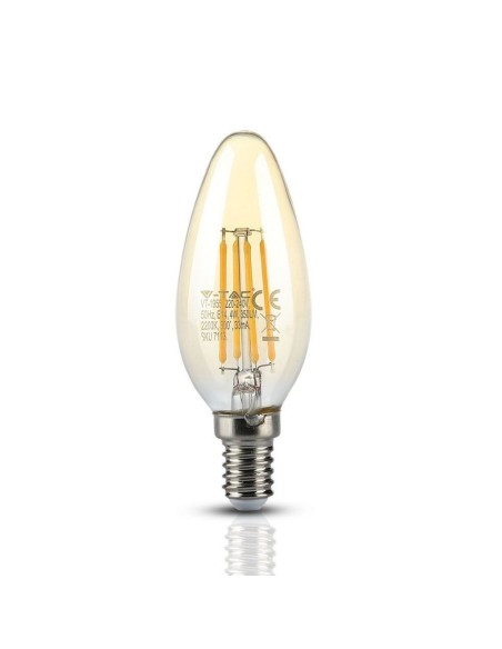 V-TAC VT-1955 7113 LED Bulb E14 4W Candle Filament Amber 2200K