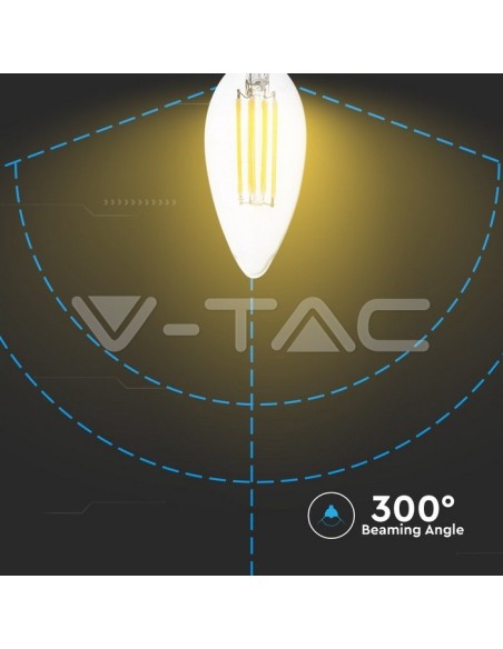 V-TAC VT-1986D 4365 LED-lamp E14 4W filament kaars 2700K dimbaar