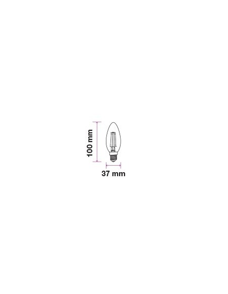 V-TAC VT-1986D 4365 LED-lamp E14 4W filament kaars 2700K dimbaar