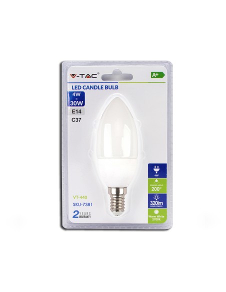 V-TAC VT-440 LED Blister Bulb E14 4W Candle
