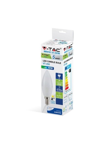 V-TAC PRO VT-255 LED Bulb E14 4.5W Samsung Chip Candle