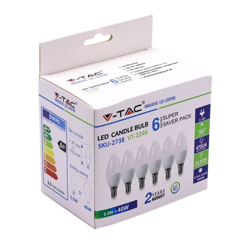 V-TAC VT-2246 Boîte de 6 ampoules LED...