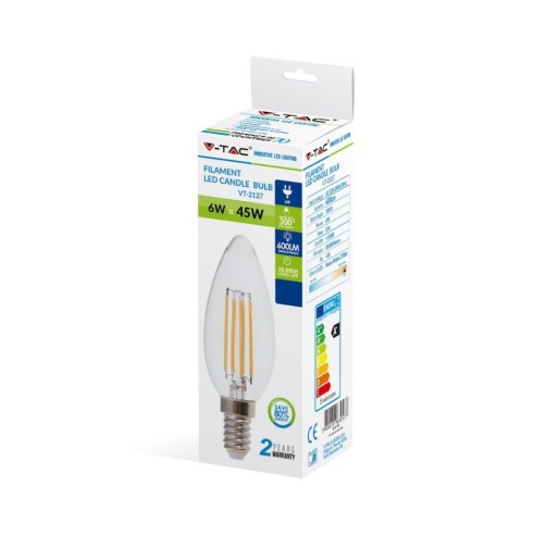 V-TAC VT-2127 E14 6W LED Filament...
