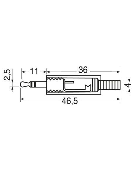 3-polige 2,5 mm jackplug met kabelgeleider