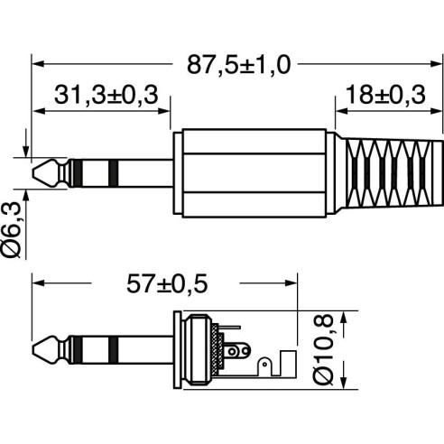 Professional 6.3 mm 3-pin jack plug...