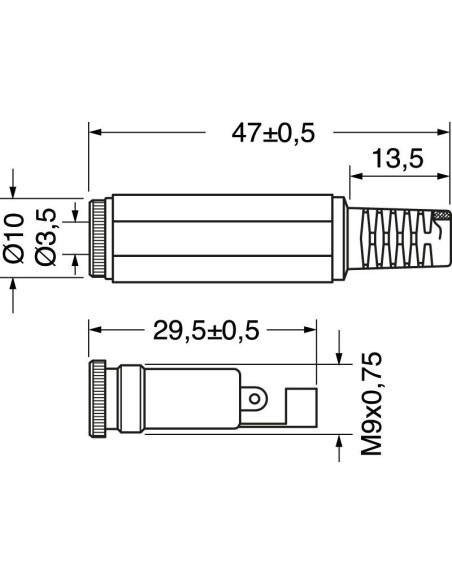 Prise jack professionnelle 3,5 mm à 2 broches avec guide-câble