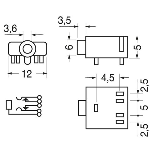 3,5 mm 3-polige jack-aansluiting met...