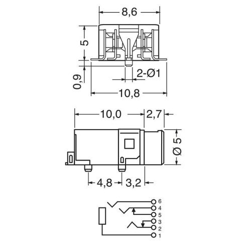 4-polige 2,5 mm SMD-aansluiting met...
