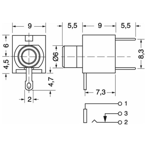 2-pin 3.5mm jack plug with switch for...