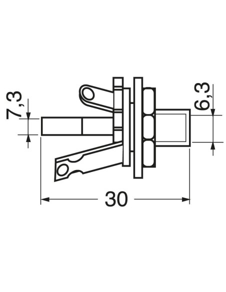 2-pin 6.3mm jack plug for panel mounting