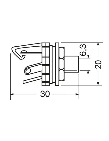 2-pin 6.3mm jack plug with switch for panel mounting