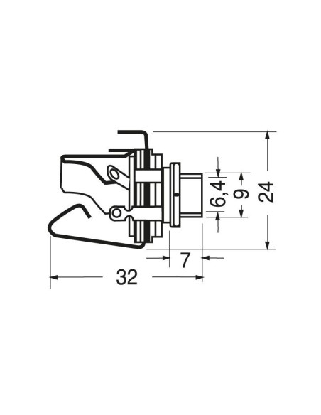 6,3 mm 3-polige Einbaubuchse mit Schalter