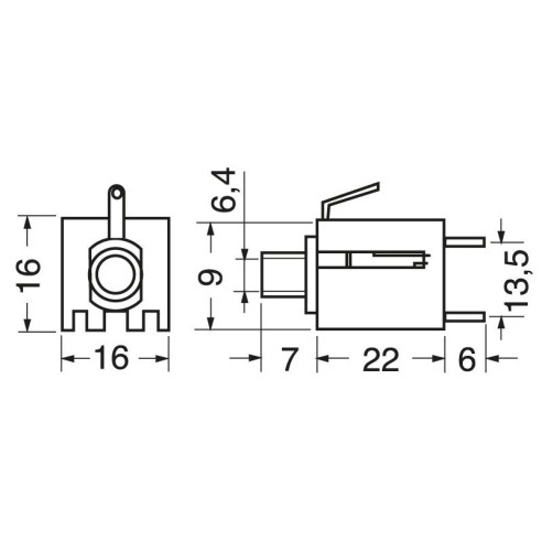 6.3mm 3-pin paneel jack aansluiting