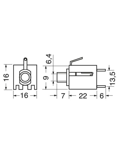 6.3mm 3-pin paneel jack aansluiting