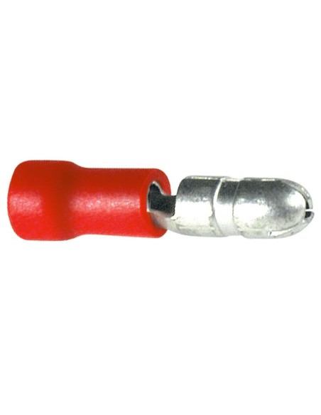 Cilindrische mannelijke geïsoleerde terminal 4.0mm 10A - Rood