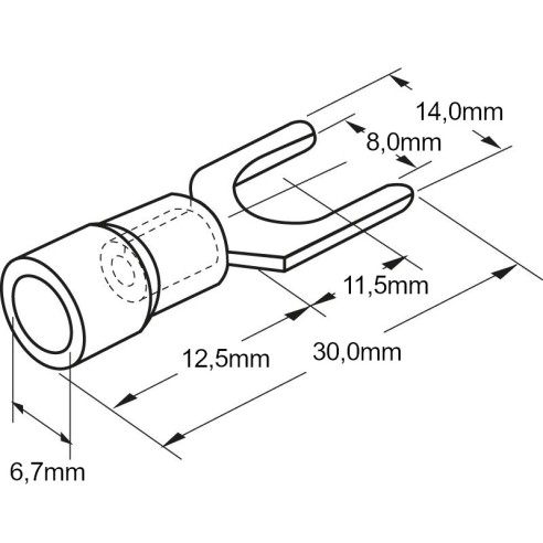 Insulated fork terminal 8.0mm 48A -...