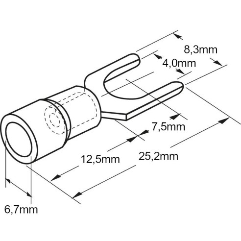 Insulated fork terminal 4.0mm 48A -...