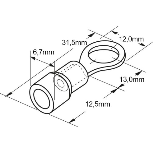 Insulated cable lug 6.5mm 48A - Yellow