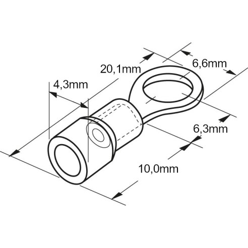 Insulated cable lug 4.3mm 19A - Red