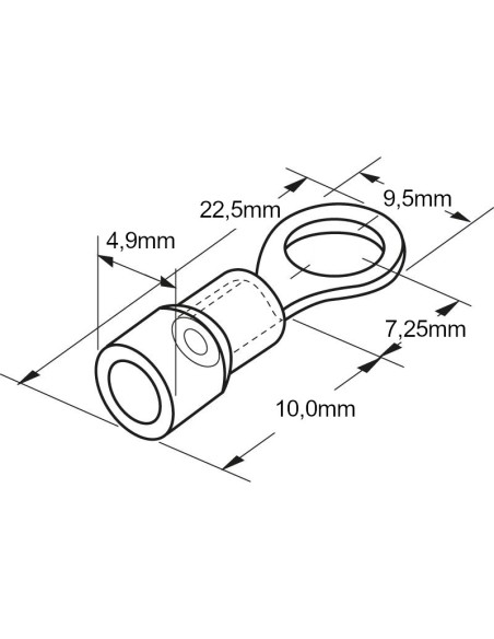 Insulated eyelet cable lug 5.0mm 27A - Blue