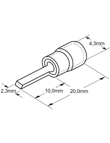 Platte punt 2,3x10mm 19A - Rood